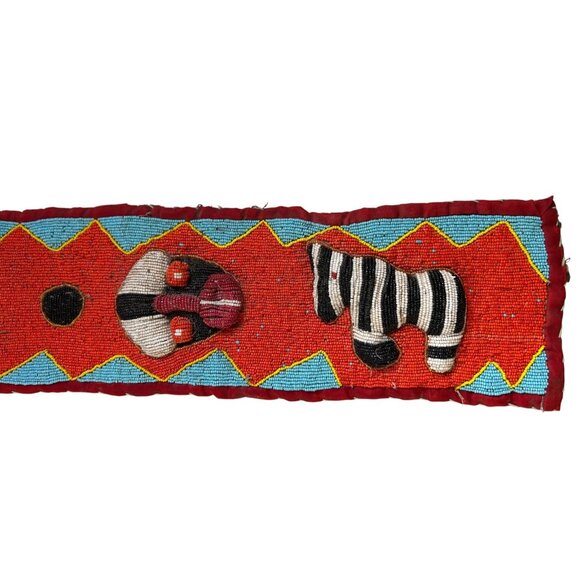 African Yoruba Beaded Sash Wall Hanging Tribal Mask Zebra Nigeria - Picture 2 of 10